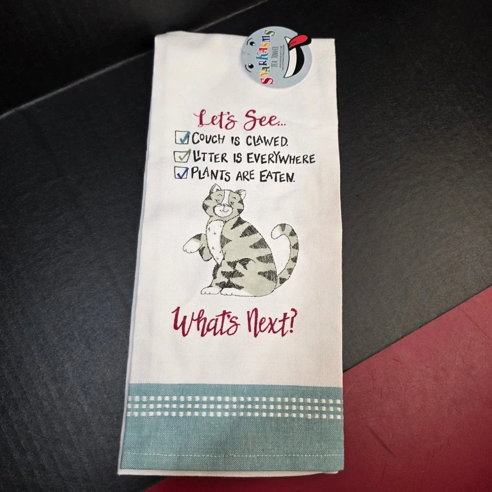 Kay Dee Designs Snarkasms Tea Towel Gray Tabby Cat Humorous Funny‎ Kitchen Gift